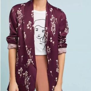 Anthropologie Ett:Twa Tavie Mauve Floral Blazer kimono Size XS Oversized